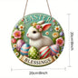 Farmhouse Easter metal sign with Bunny Logo, Lilies & Spring Decor