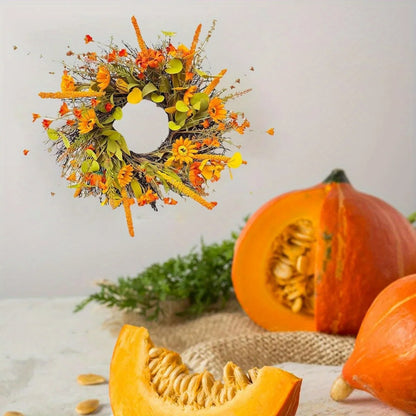 17.7" Fall Farmhouse Harvest Sunflower Wreath