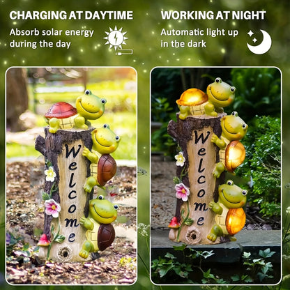 Cute Turtles Statues with Solar Lights