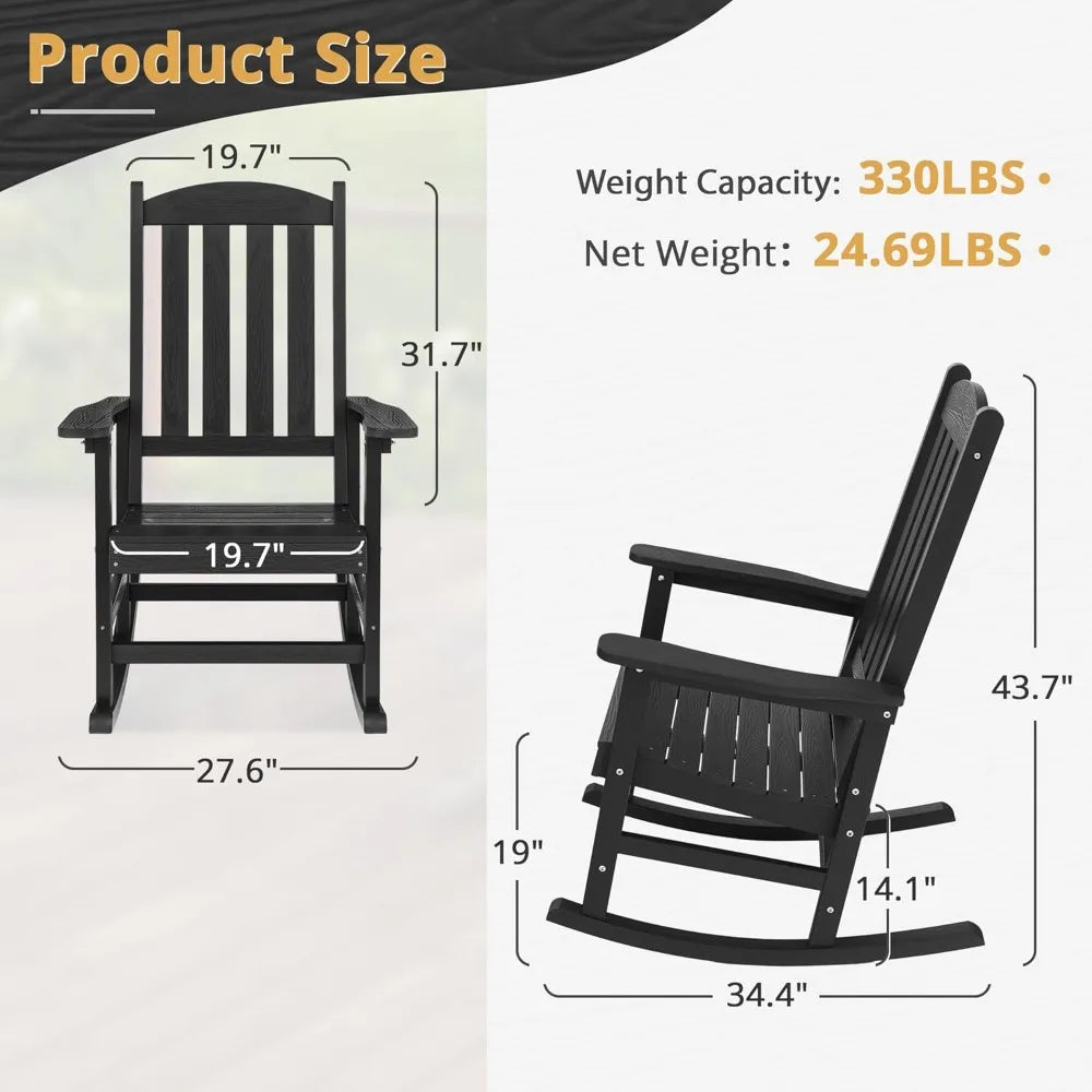 All Weather Resistant Outdoor Rocking Chairs Set of 3, 2 Chairs & 1 Table