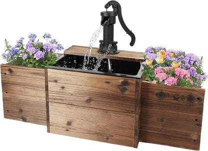 Outdoor Water Fountain with Flower Box