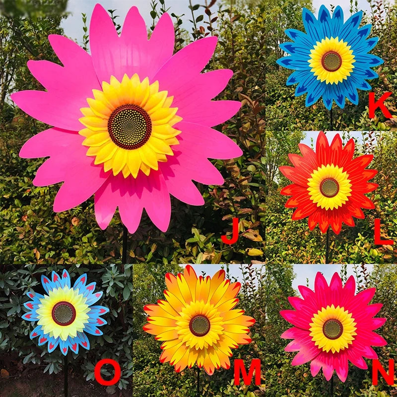 4PCS Outdoor Colorful Sunflower Wind Spinner Stake