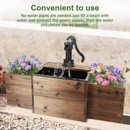 Outdoor Water Fountain with Flower Box