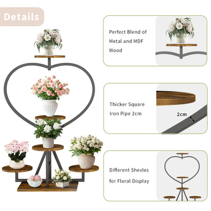 5 Tier Metal Plant Stand Heart-shape Flower Display Rack