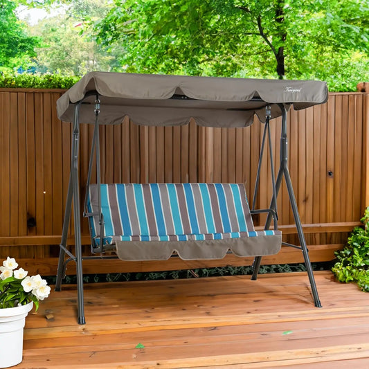 Patio Swing with Strong Steel Frame, Adjustable Canopy and Removable Cushion