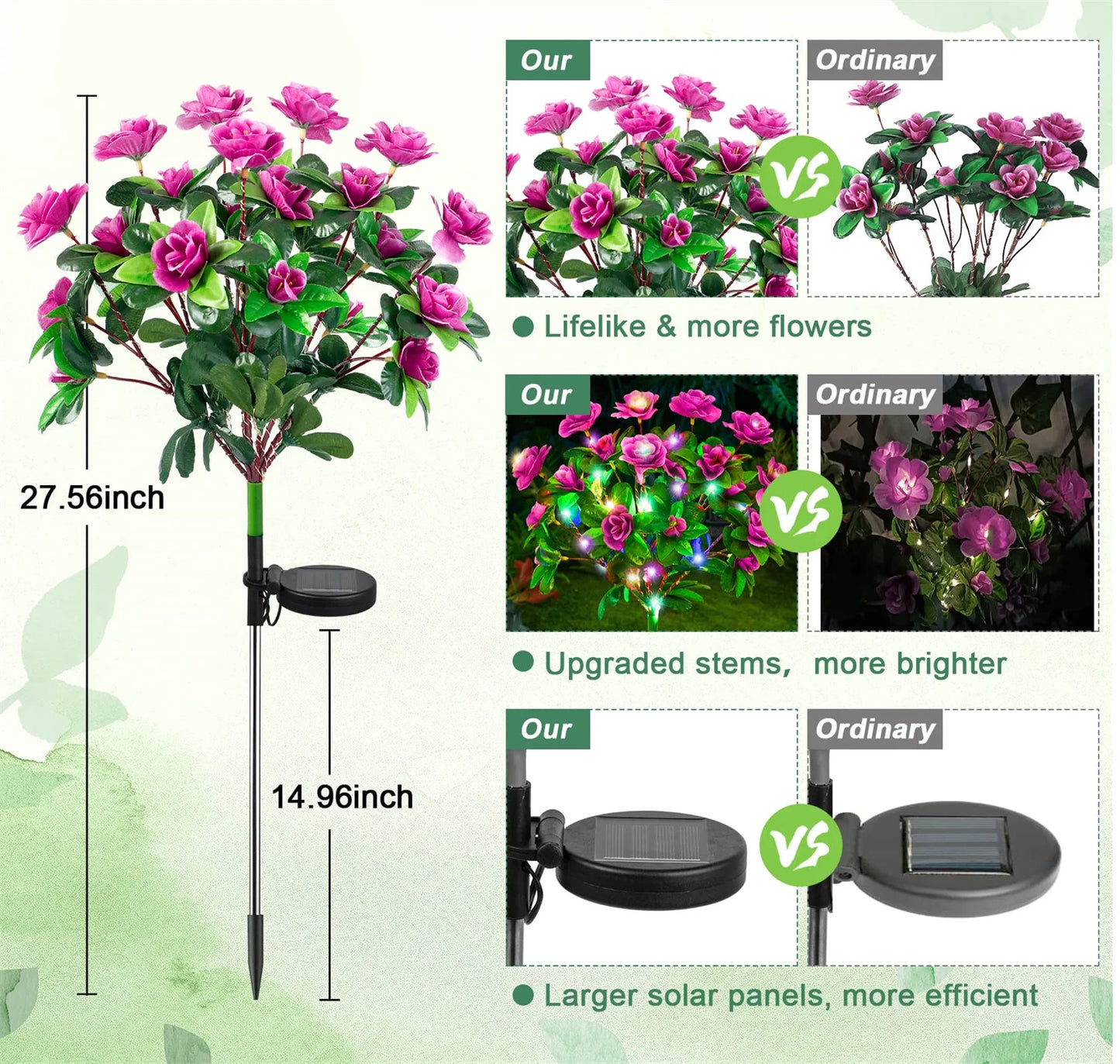 LED Solar Light Waterproof Azalea Flowers