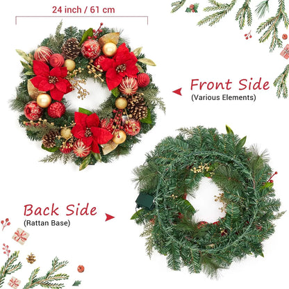 24 Inch Christmas Wreath with Lights