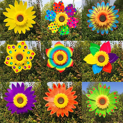 4PCS Outdoor Colorful Sunflower Wind Spinner Stake