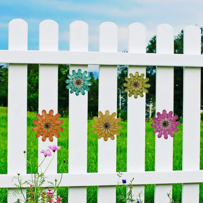 4PCS Metal Flowers Outdoor Wall Decor