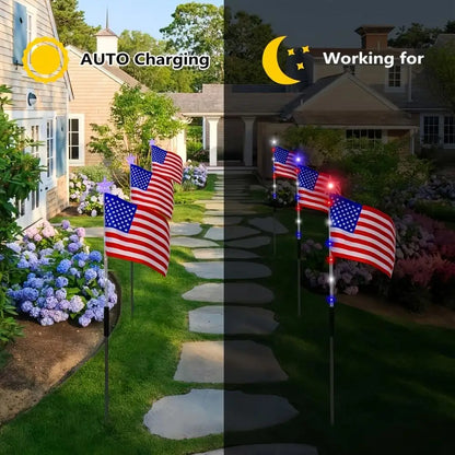8Pcs 8 Modes Solar Waterproof LED Pathway Lights for 4th of July