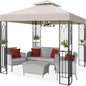 8x8 Outdoor Patio Gazebo with Corner Shelves, Two-Tier Soft Top Canopy