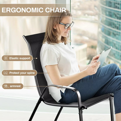 5 Pieces, All Weather Outdoor Patio Dining Set W/ 30"x30" Table and 4 Stackable Chairs