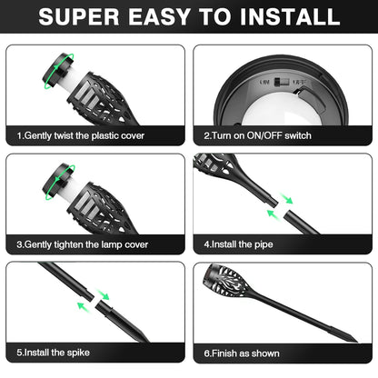 4/6/8/12Pcs Solar Flickering Outdoor Flame Torch Light