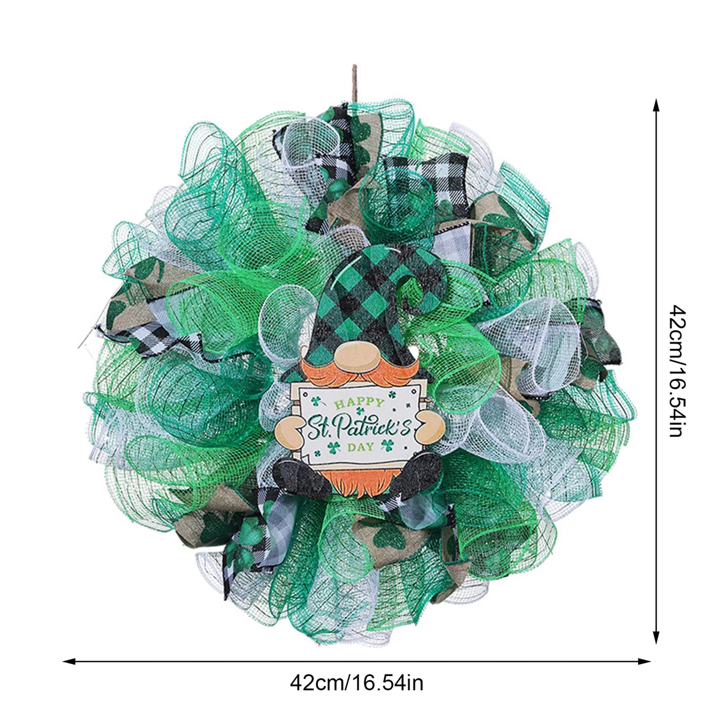 St Patrick s Day Gnome Wreath with Shamrock Print