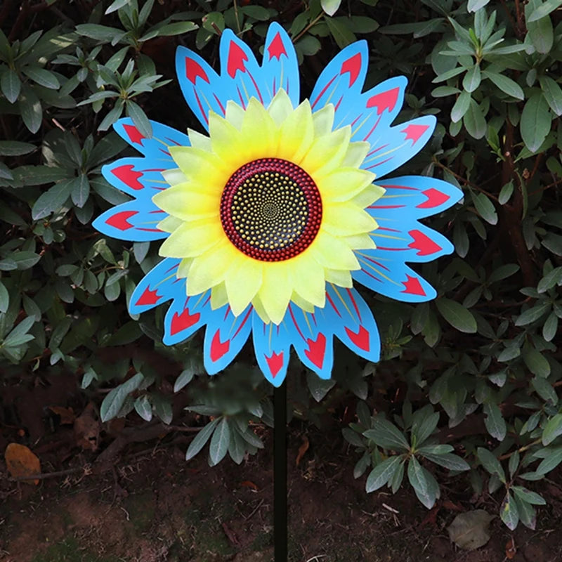 4PCS Outdoor Colorful Sunflower Wind Spinner Stake