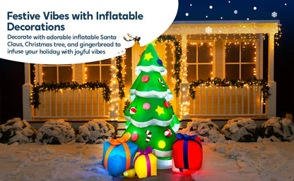 7 FT Christmas Tree Inflatables with 3 Gift Boxes Built-in LEDs