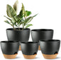 5-Pack Self Watering Plant Pots with Drainage Holes