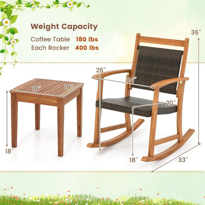 Acacia Wood Rocker with Side Table