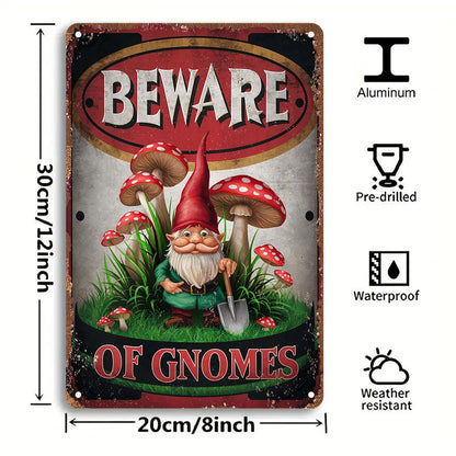 Vintage Gnome Metal Sign