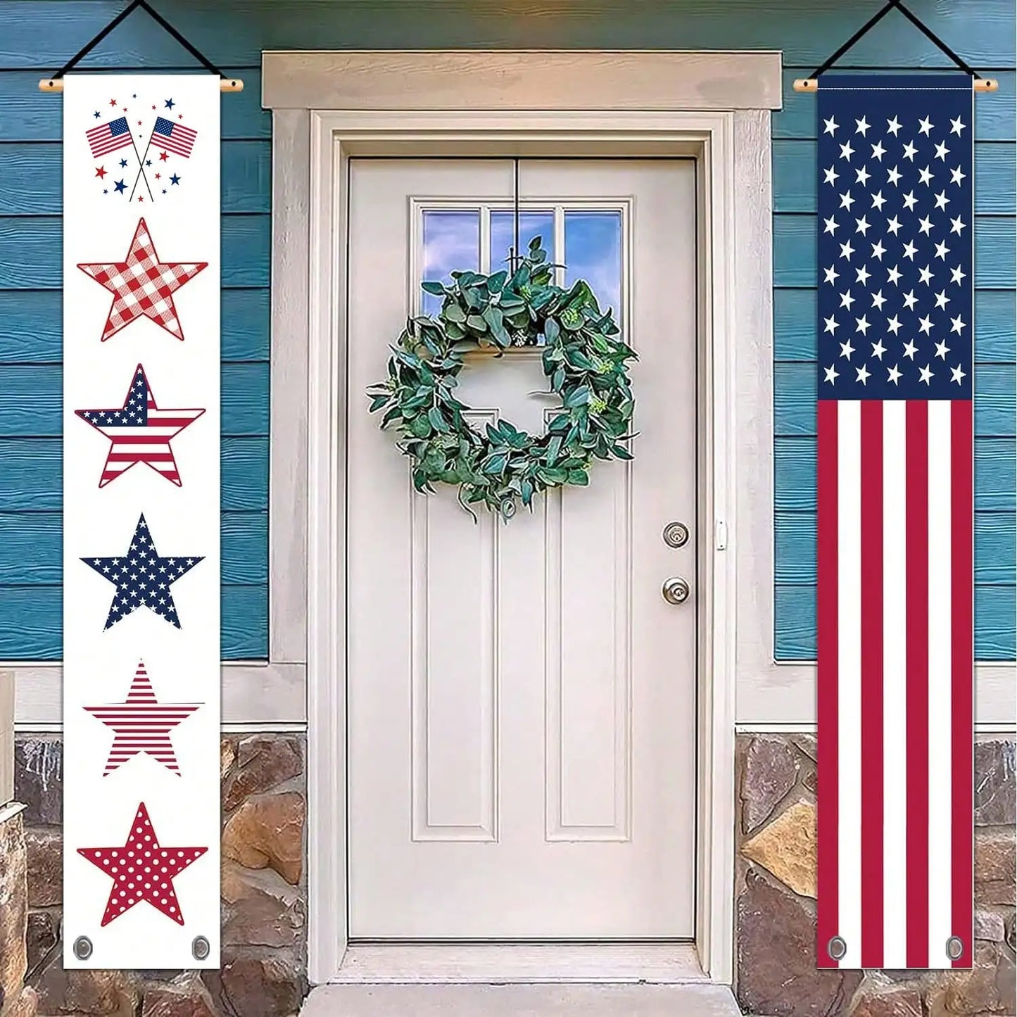 July 4th Flag Banner Set of Two