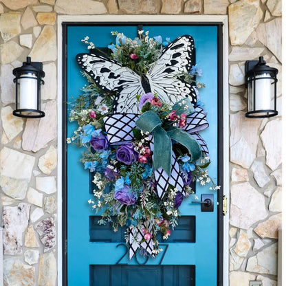 Spring Rose Butterfly Wreath