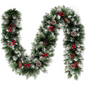 9 FT Christmas Garland with Pinecones and Red Berries