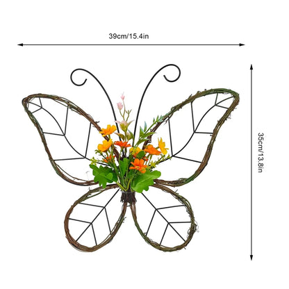 Spring Artificial Tulip Flowers Farmhouse Butterfly Shaped Wreath