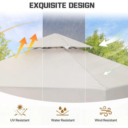 8x8 Outdoor Patio Gazebo with Corner Shelves, Two-Tier Soft Top Canopy