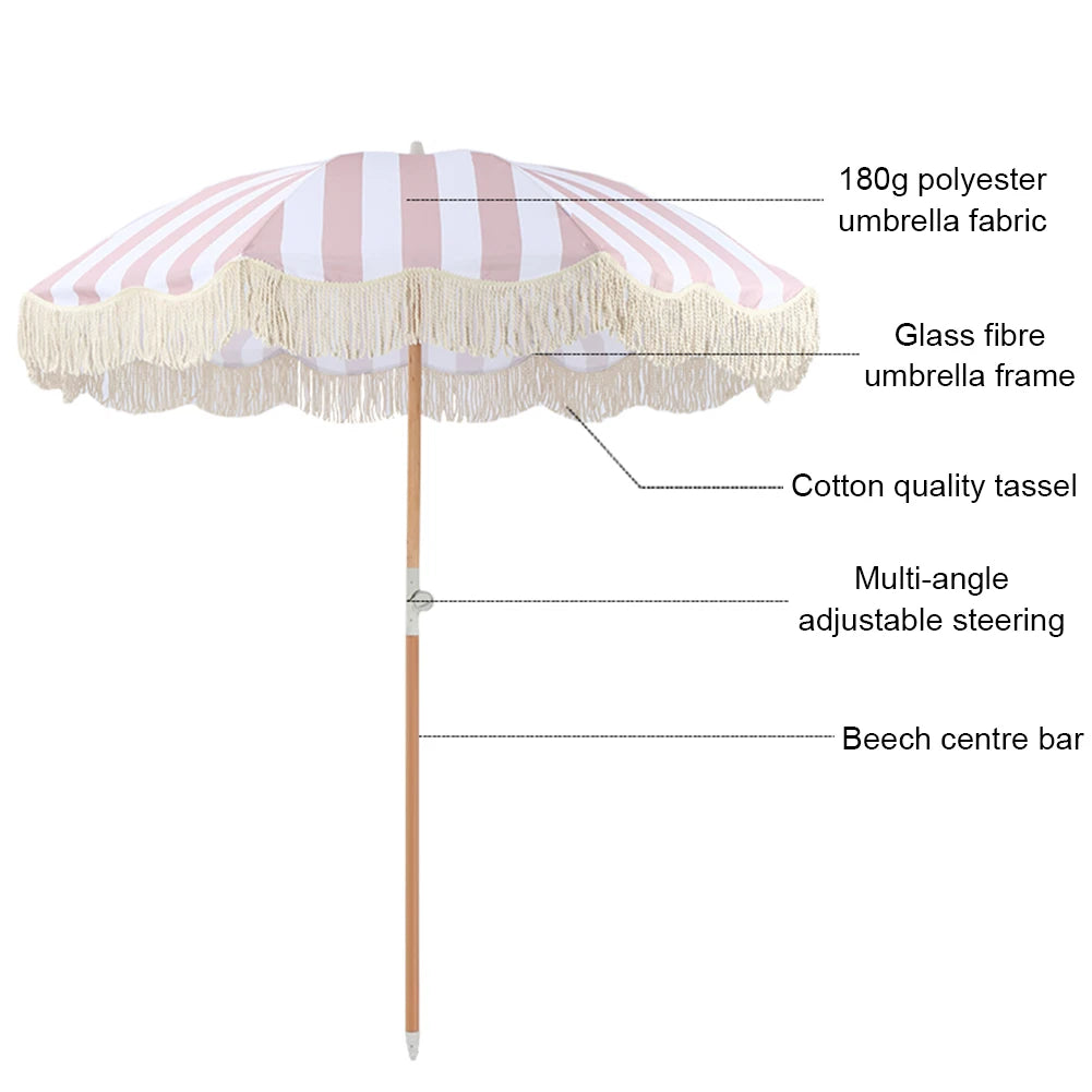 Striped Patio Umbrella with Tilt Pole