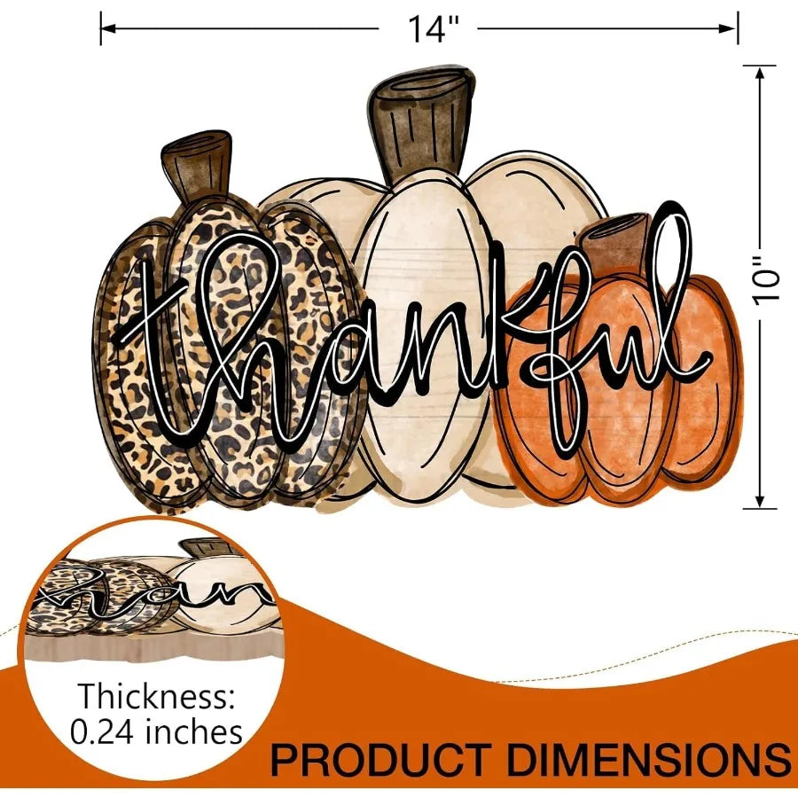 Thankful Sign Fall Pumpkin Front Door Decor