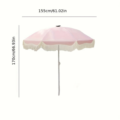 Bohemian Style Pink Adjustable Height and Frame Sun Umbrella