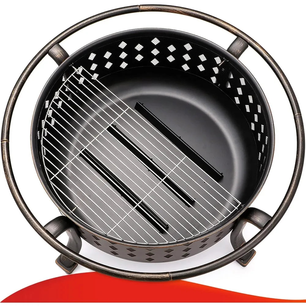 36 Inch Outdoor Bronze Cross weave Wood Burning Fire Pit