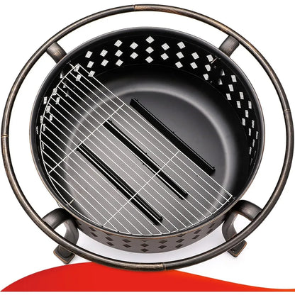 36 Inch Outdoor Bronze Cross weave Wood Burning Fire Pit