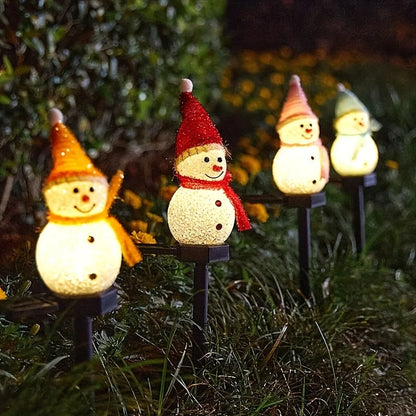 Solar-Powered Snowman Lights 4-Piece Set