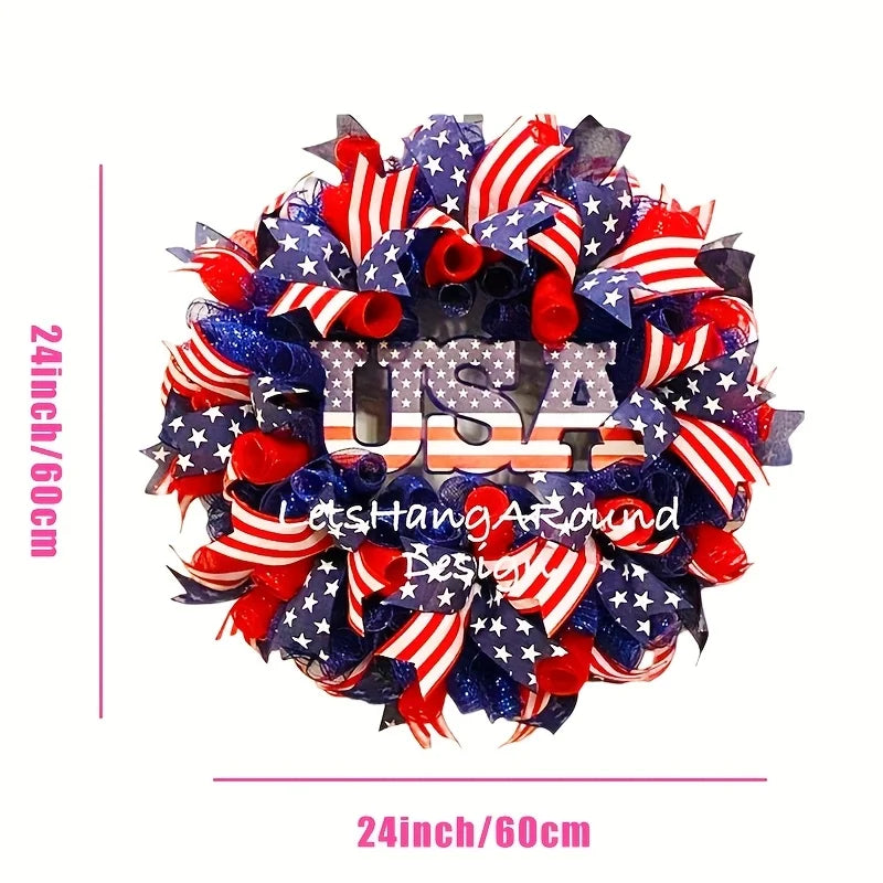 24 Inch 4th Of July Patriotic Wreath