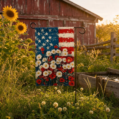 Patriotic Poppy American Garden Flag