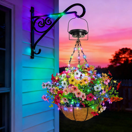 Solar-Powered Hanging Flower Basket Lights