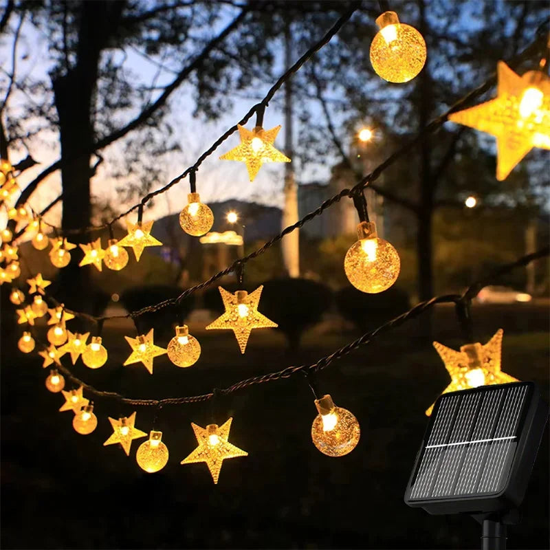 Outdoor Solar Star Crystal Globe String Lights