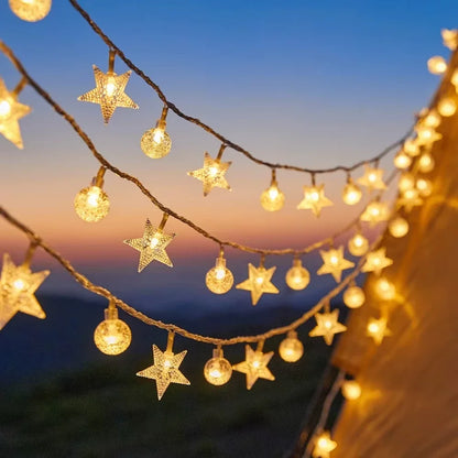 Outdoor Solar Star Crystal Globe String Lights