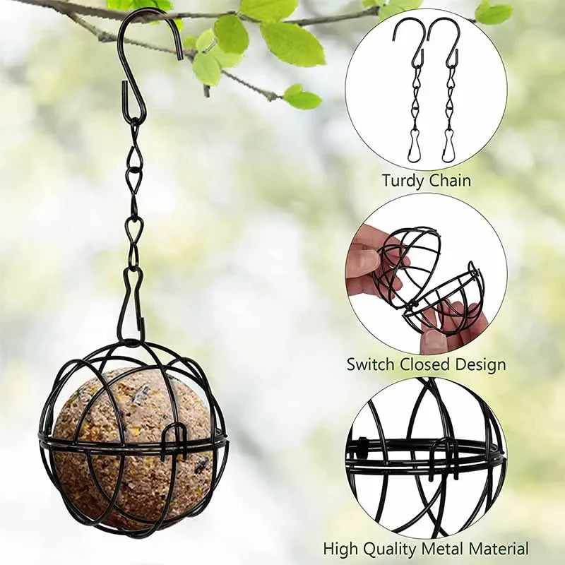 Metal Suet Ball Bird Feeder with Hanging Chain