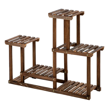 Indoor And Outdoor Carbonized Wood Plant Stand