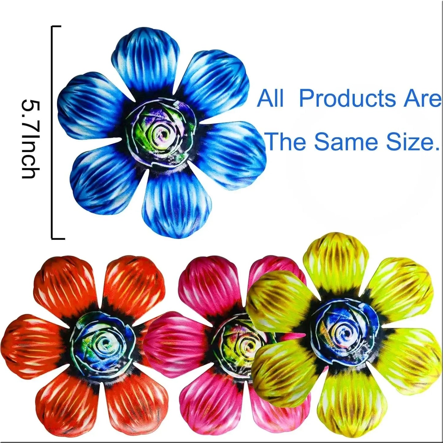 4PCS Metal Flowers Outdoor Wall Decor