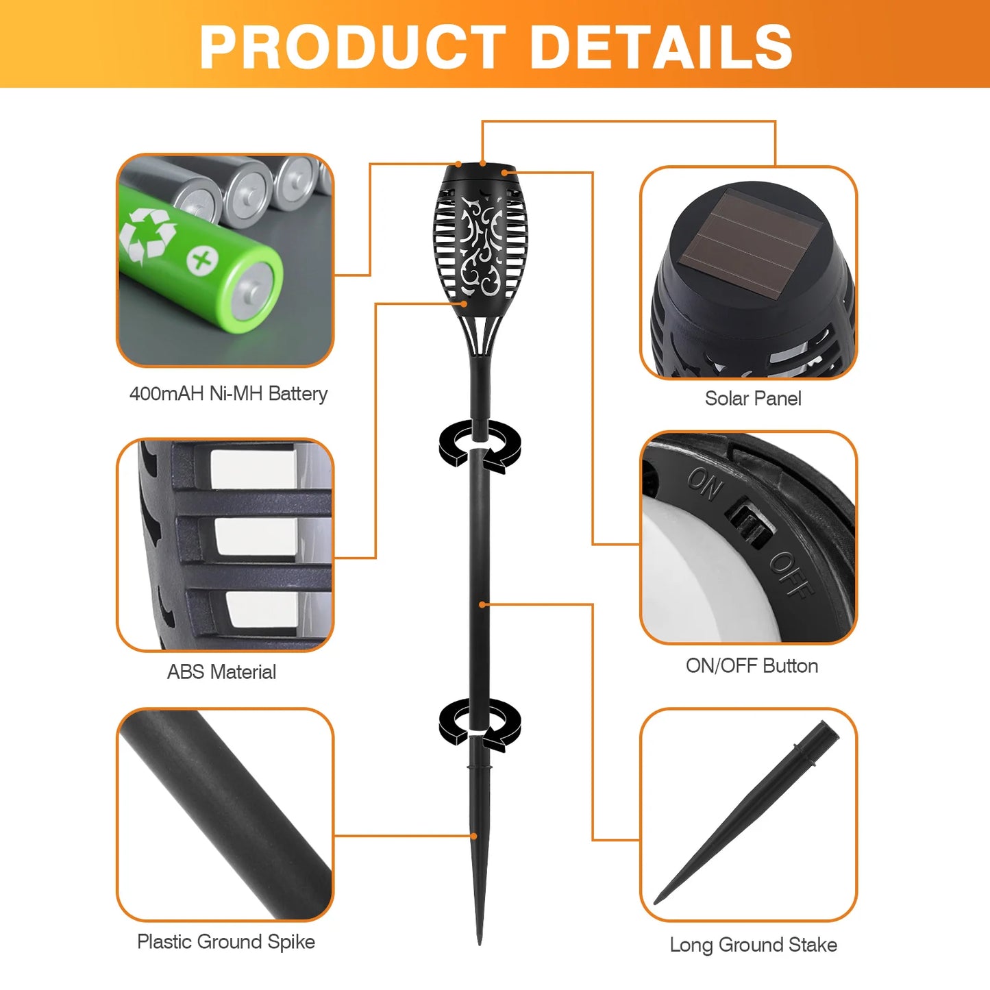 4/6/8/12Pcs Solar Flickering Outdoor Flame Torch Light