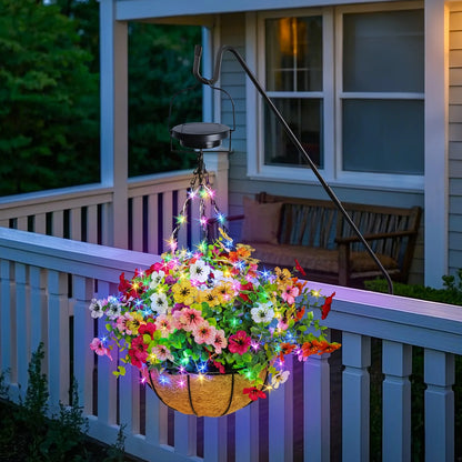 Solar-Powered Hanging Flower Basket Lights