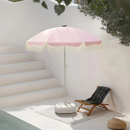 Bohemian Style Pink Adjustable Height and Frame Sun Umbrella