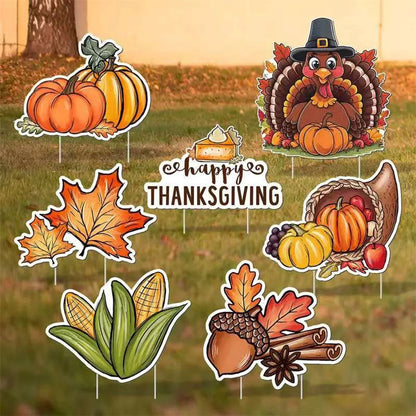 6 Piece Set Thanksgiving Yard Sign