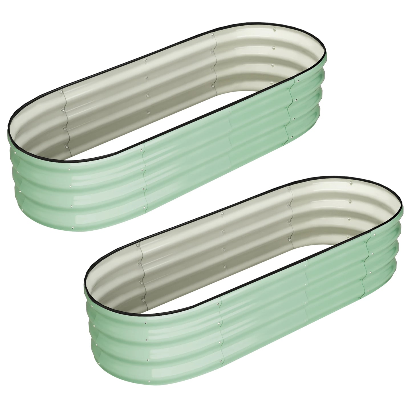 2 Pcs 4.5x2x1ft Oval Galvanized Raised Garden Bed