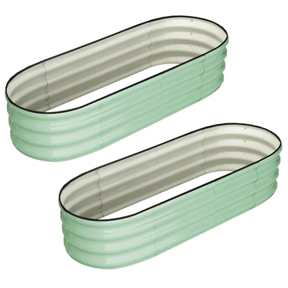 2 Pcs 4.5x2x1ft Oval Galvanized Raised Garden Bed