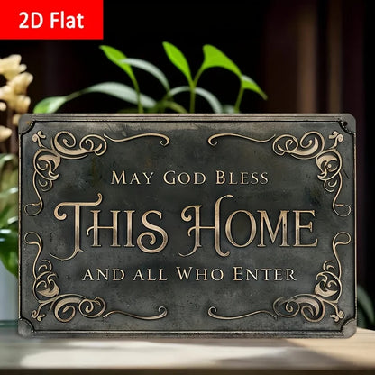 "God Bless This Home" Metal Wall Decoration