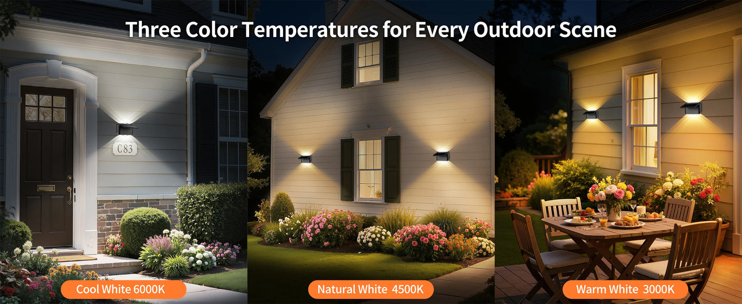 Solar Wall Lights 2 Pack with Remote, 3 Color Modes
